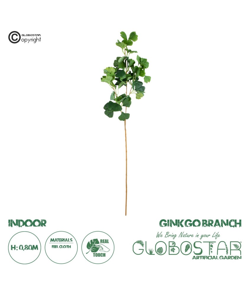 GloboStar® Artificial Garden GINKGO BRANCH 20259 Τεχνητό Διακοσμητικό Κλαδί Γκίγκο Π22 x Υ80cm